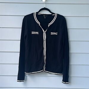 ☀️BOGO Item Gently Used MNG by Mango Black and White Button Down Sweater☀️